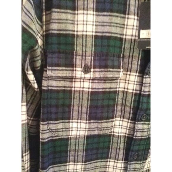 LUCKY BRAND Men's Flannel Shirt Overshirt Navy Blue Plaid Cotton Stretch NWT - Picture 4 of 12